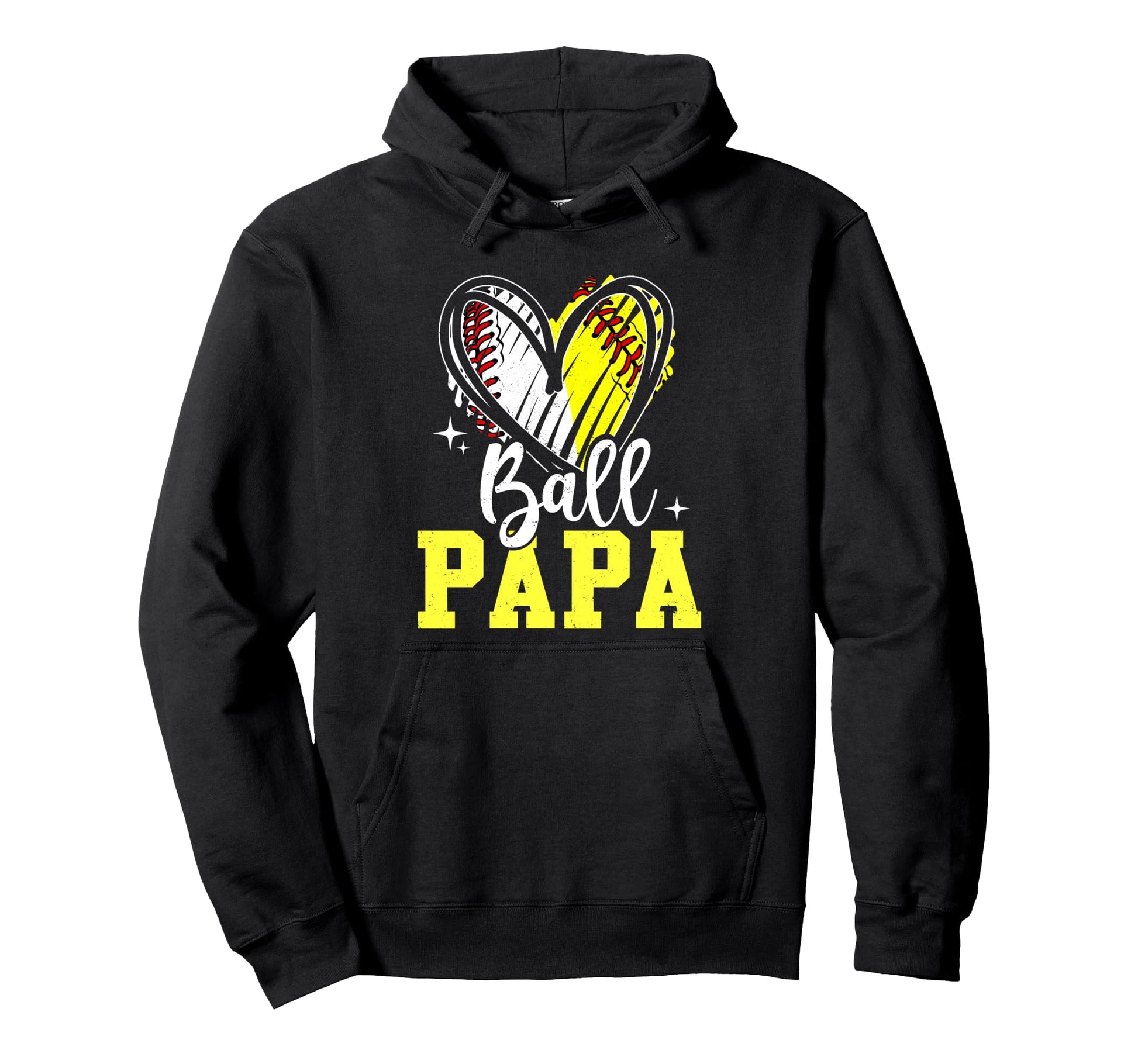 Ball Papa Softball Baseball Dad Daddy Hoodie - Custom Art Print Unisex - T-Shirt, Sweatshirt, Hoodie