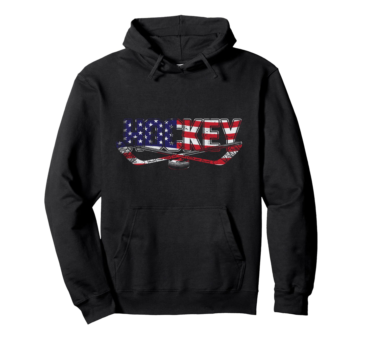 Patriotic Hockey Player Hockey Sticks Hoodie - Graphic Print for Adults - T-Shirt, Sweatshirt, Hoodie