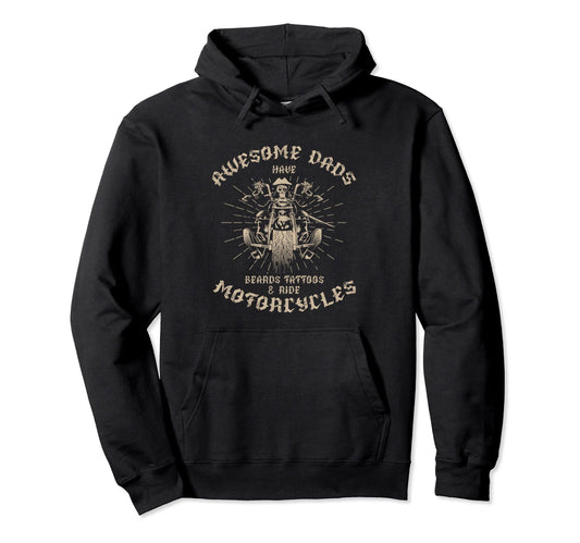 Awesome Dads Have Beards Tattoos And Hoodie - Trendy Graphic Men Women - T-Shirt, Sweatshirt, Hoodie