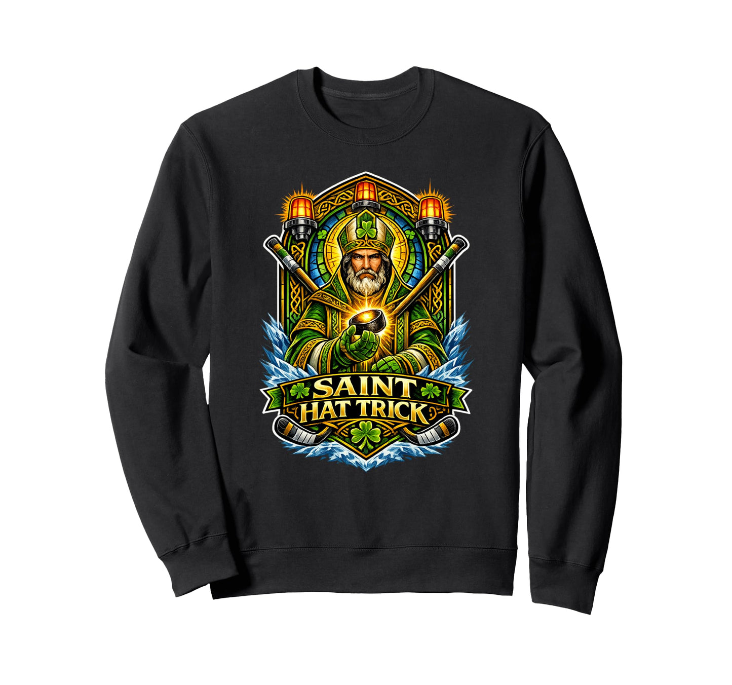 Irish Hockey Saint Hat Trick St Sweatshirt - Trendy Graphic for Adults - T-Shirt, Sweatshirt, Hoodie