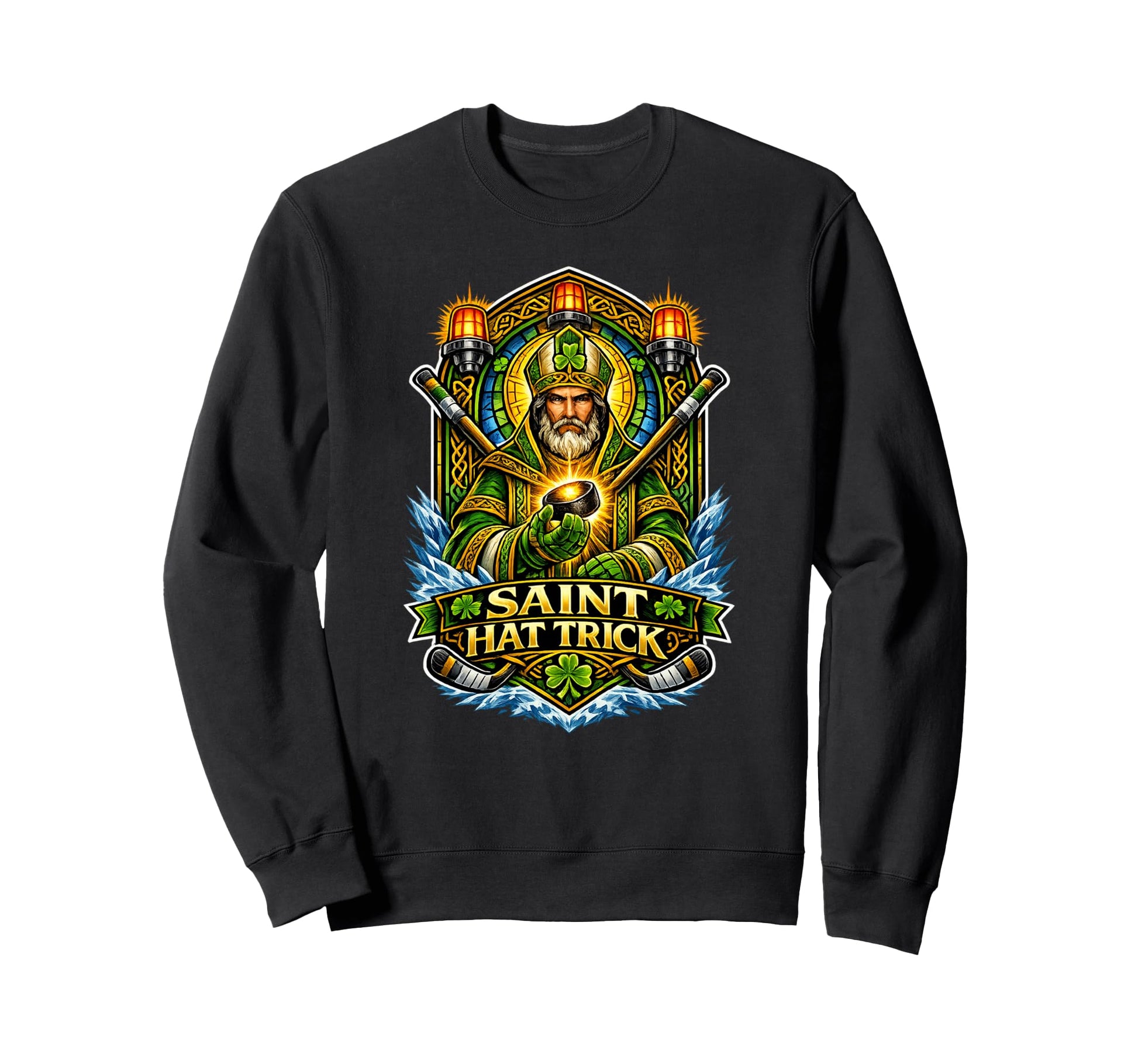 Irish Hockey Saint Hat Trick St Sweatshirt - Trendy Graphic for Adults - T-Shirt, Sweatshirt, Hoodie