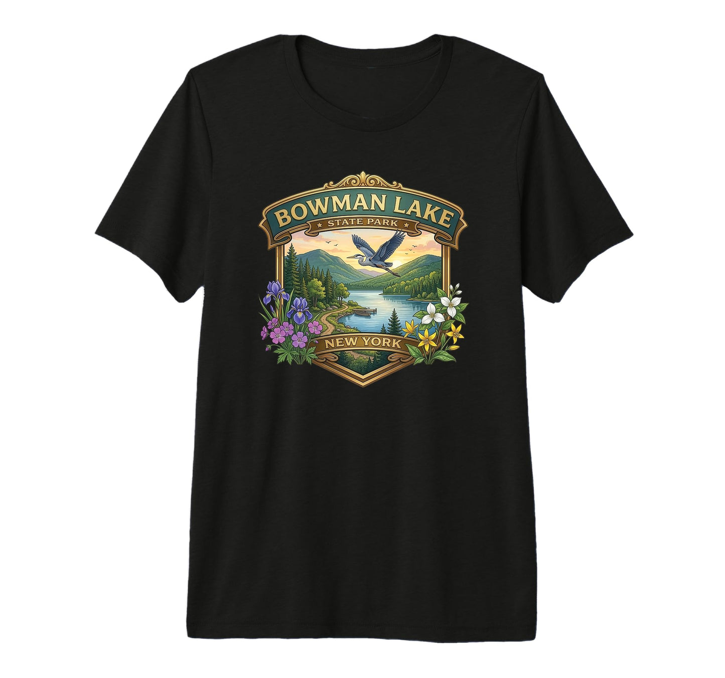 Bowman Lake State Park New York T-Shirt - Casual Everyday Wear Unisex - T-Shirt, Sweatshirt, Hoodie