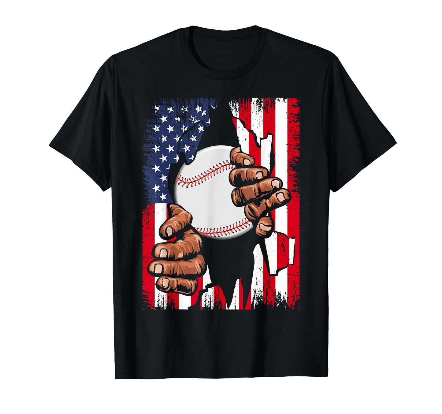 Baseball Player Usa American Flag T-Shirt - Unique Graphic Unisex - T-Shirt, Sweatshirt, Hoodie