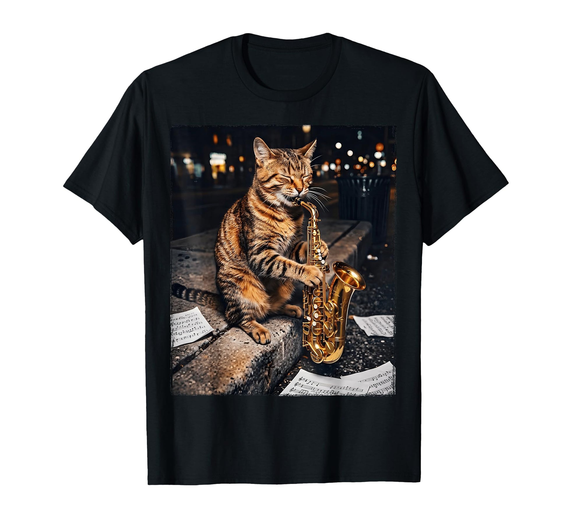 Cat Playing Saxophone Music T-Shirt - Aesthetic Graphic Men Women - T-Shirt, Sweatshirt, Hoodie