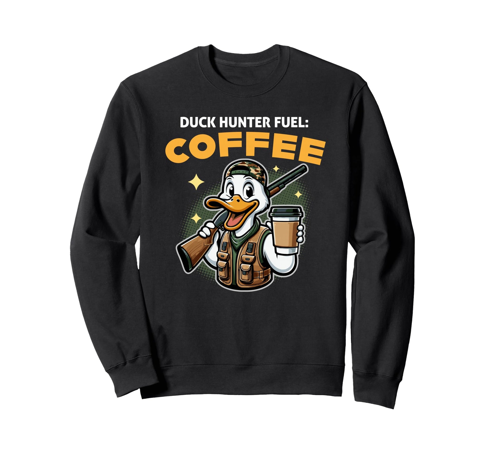 Duck Hunter Fuel Coffee Funny Duck Sweatshirt - Minimalist Print Men Women - T-Shirt, Sweatshirt, Hoodie