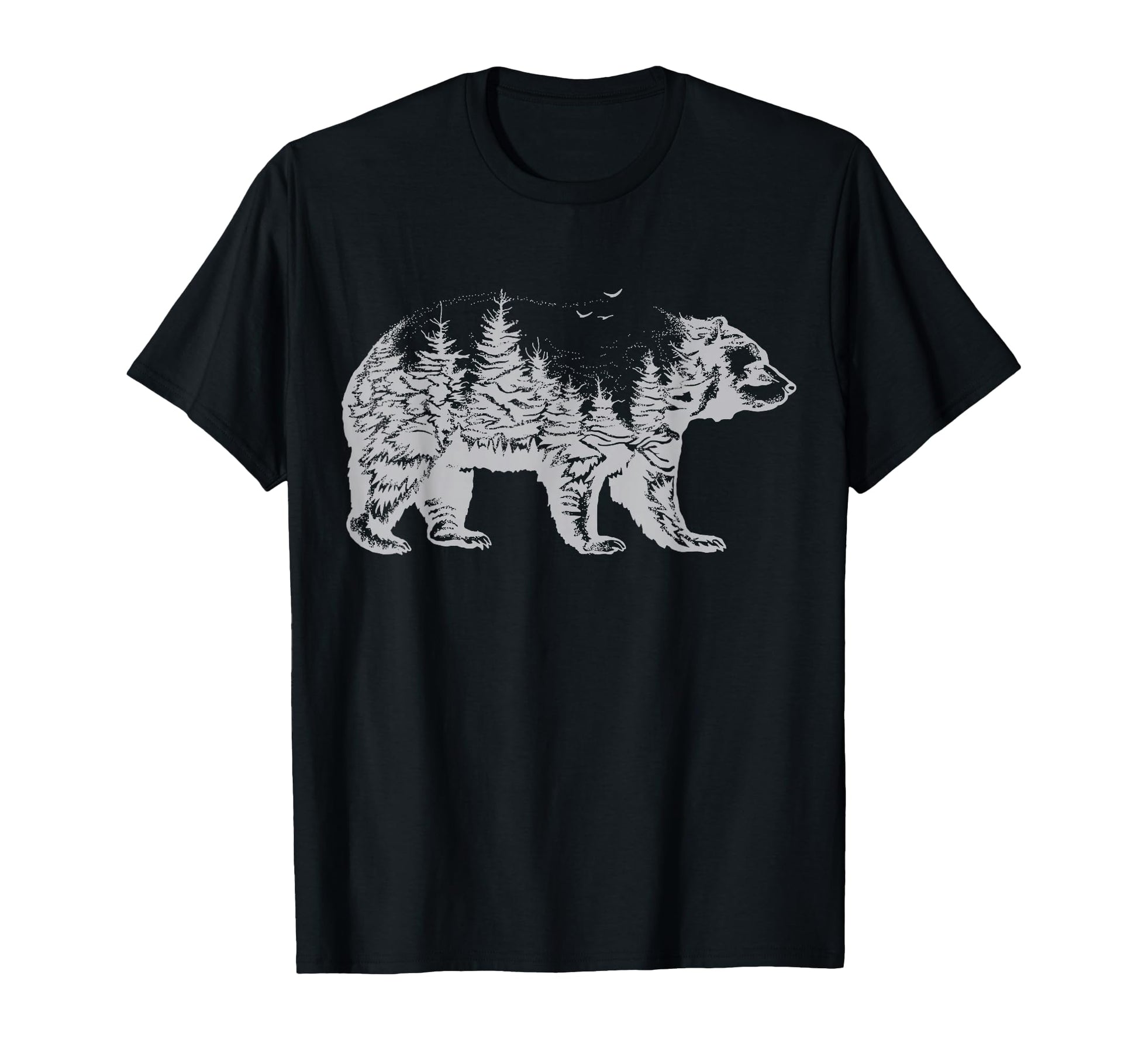 Bear Silhouette Forest Nature T-Shirt - Casual Everyday Wear Men Women - T-Shirt, Sweatshirt, Hoodie