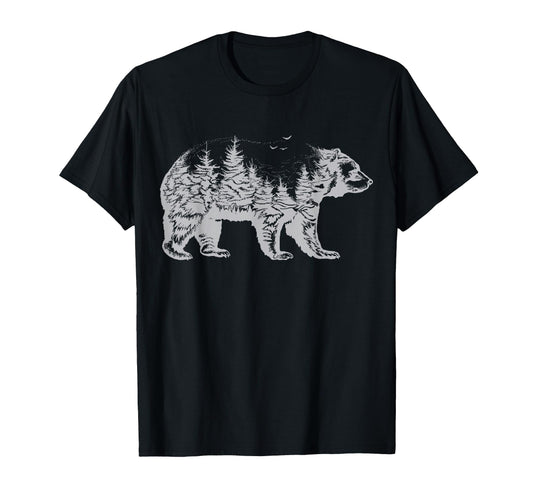 Bear Silhouette Forest Nature T-Shirt - Casual Everyday Wear Men Women - T-Shirt, Sweatshirt, Hoodie