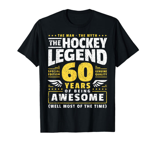 60Th Birthday Ice Hockey Player 60 T-Shirt - Trendy Graphic Men Women - T-Shirt, Sweatshirt, Hoodie