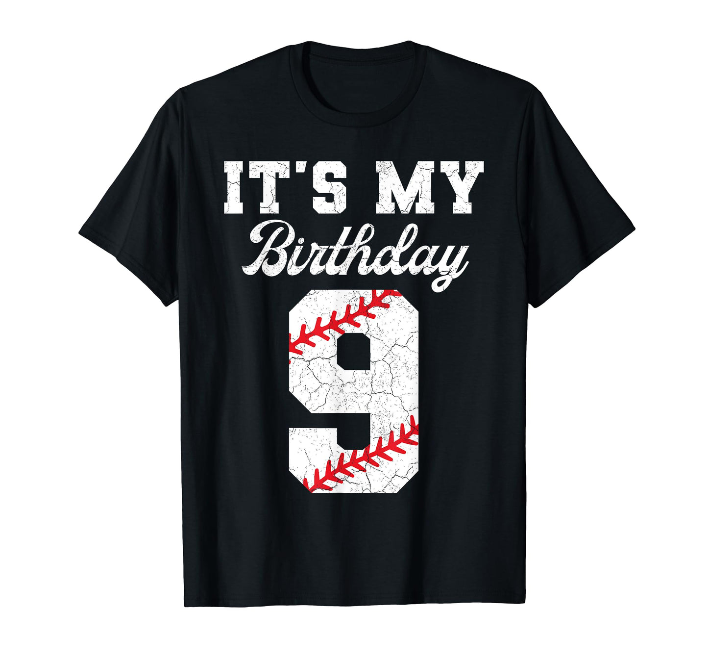 Birthday 9 Baseball Its My 9Th Birthday T-Shirt - Graphic Print for Adults - T-Shirt, Sweatshirt, Hoodie