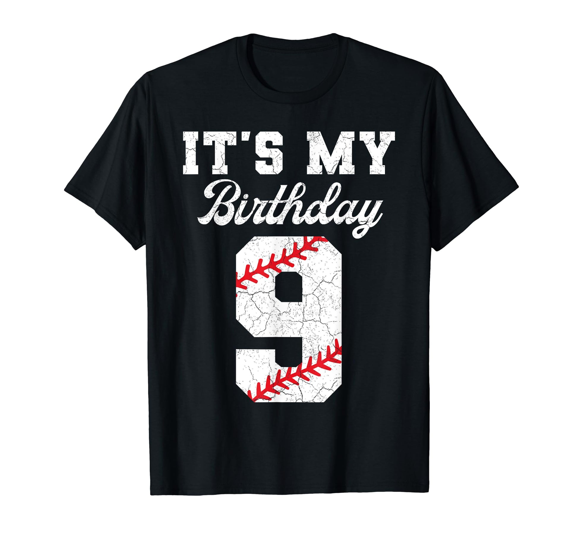 Birthday 9 Baseball Its My 9Th Birthday T-Shirt - Graphic Print for Adults - T-Shirt, Sweatshirt, Hoodie