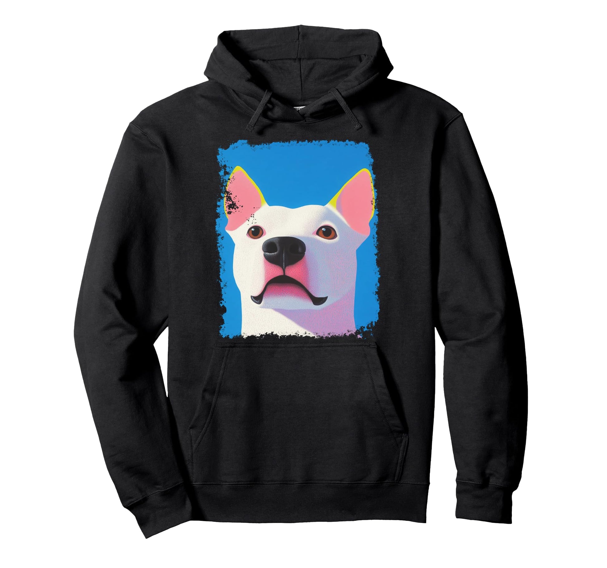 Pop Art White Pitbull Dog Hoodie - Trendy Graphic for Adults - T-Shirt, Sweatshirt, Hoodie