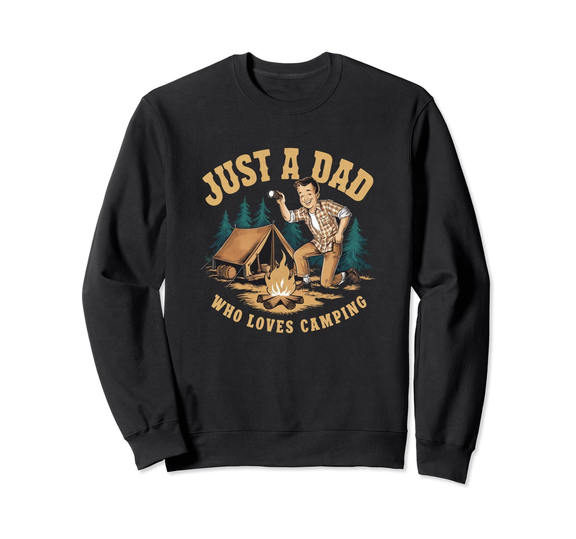 Just Dad Who Loves Camping Forrest Sweatshirt - Aesthetic Graphic Unisex - T-Shirt, Sweatshirt, Hoodie