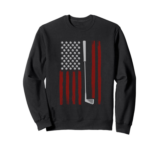 American Flag Golf Gift Golfer Sweatshirt - Minimalist Print for Adults - T-Shirt, Sweatshirt, Hoodie