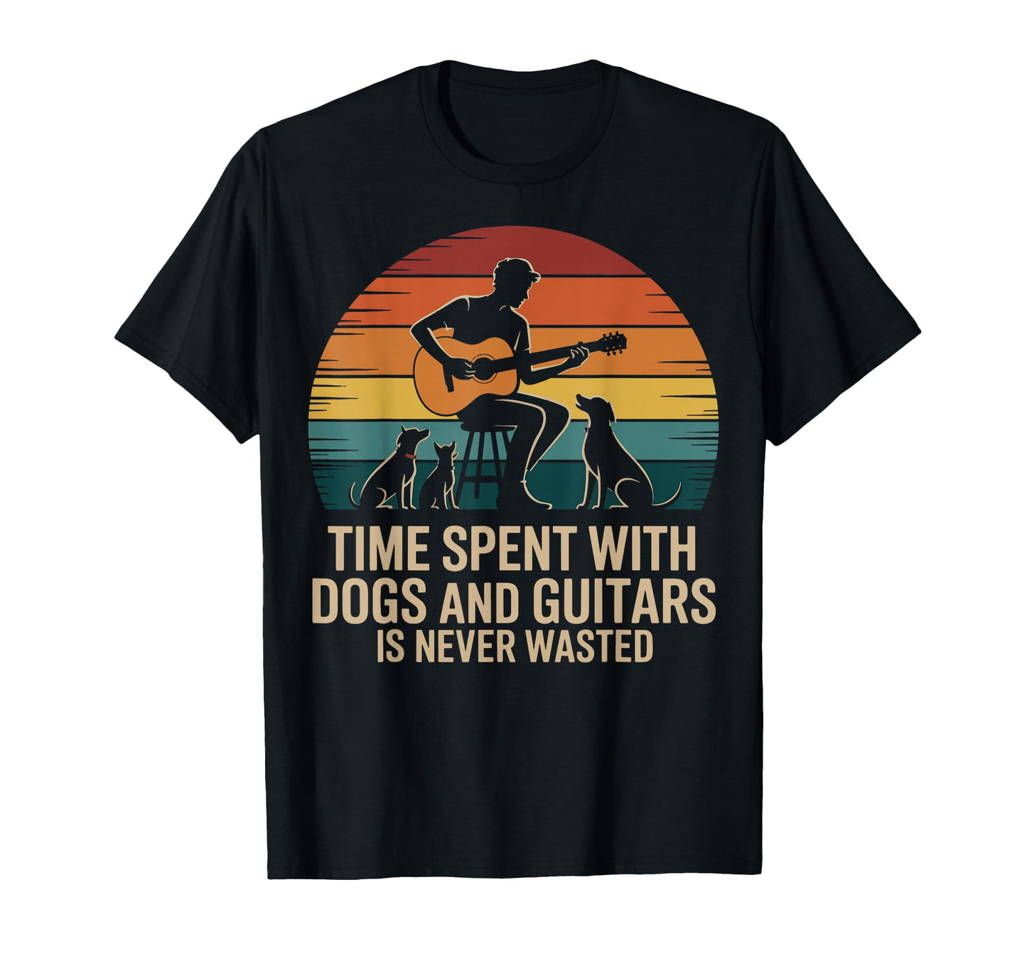Time Spent Dogs And Guitars Is Never T-Shirt - Fun Novelty Design Unisex - T-Shirt, Sweatshirt, Hoodie