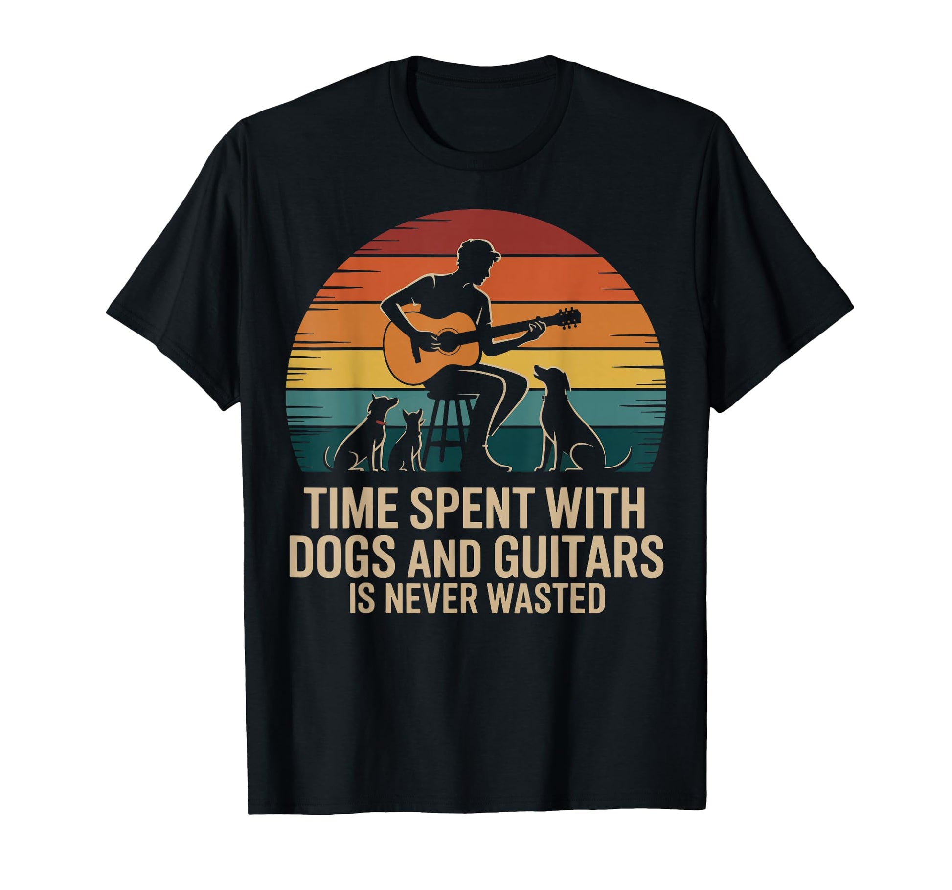 Time Spent Dogs And Guitars Is Never T-Shirt - Fun Novelty Design Unisex - T-Shirt, Sweatshirt, Hoodie