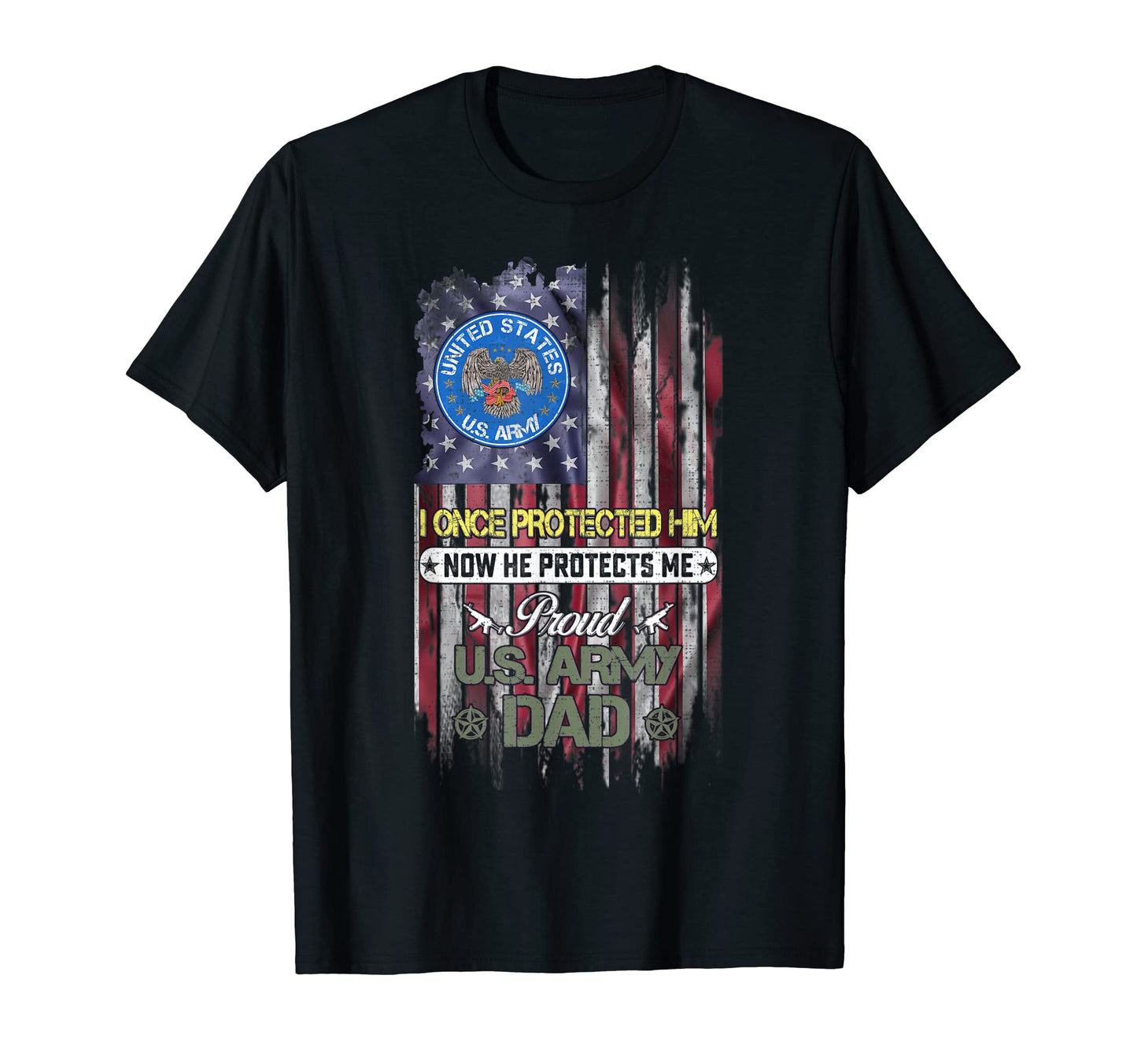 Usa Flag He Protects Me Proud Us T-Shirt - Casual Everyday Wear Men Women - T-Shirt, Sweatshirt, Hoodie