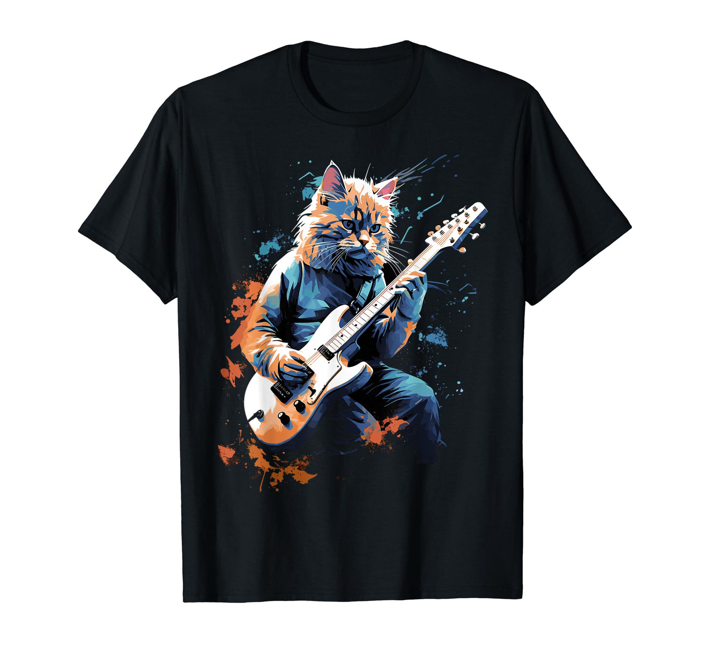 Funny Cat Electric Guitar Musician T-Shirt - Trendy Graphic for Adults - T-Shirt, Sweatshirt, Hoodie