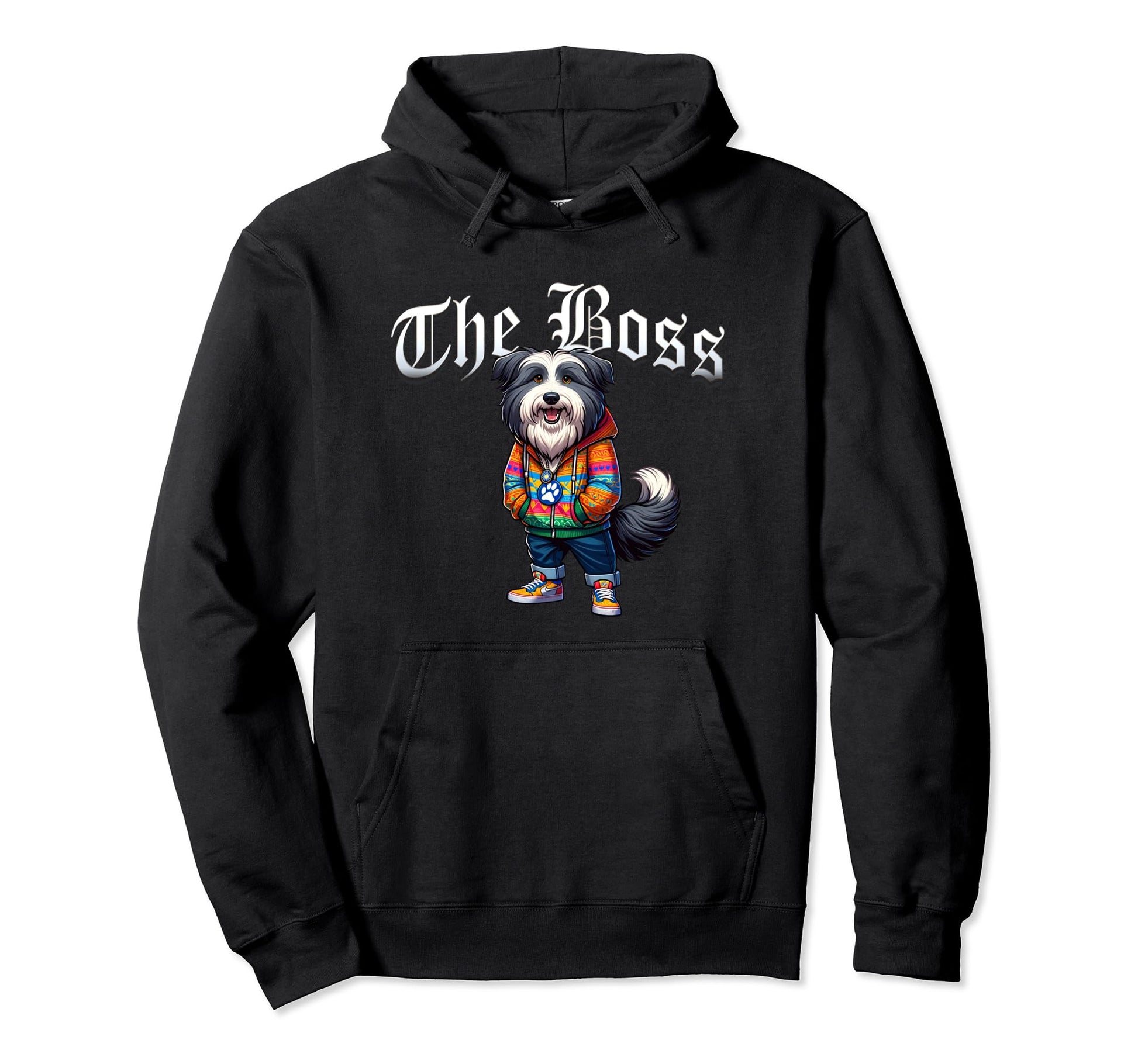 Bearded Collie Dog Boss Jacket Outfit Hoodie - Streetwear Style for Adults - T-Shirt, Sweatshirt, Hoodie