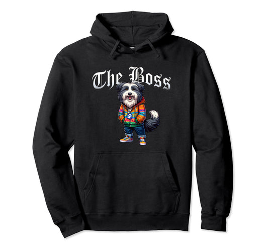 Bearded Collie Dog Boss Jacket Outfit Hoodie - Streetwear Style for Adults - T-Shirt, Sweatshirt, Hoodie