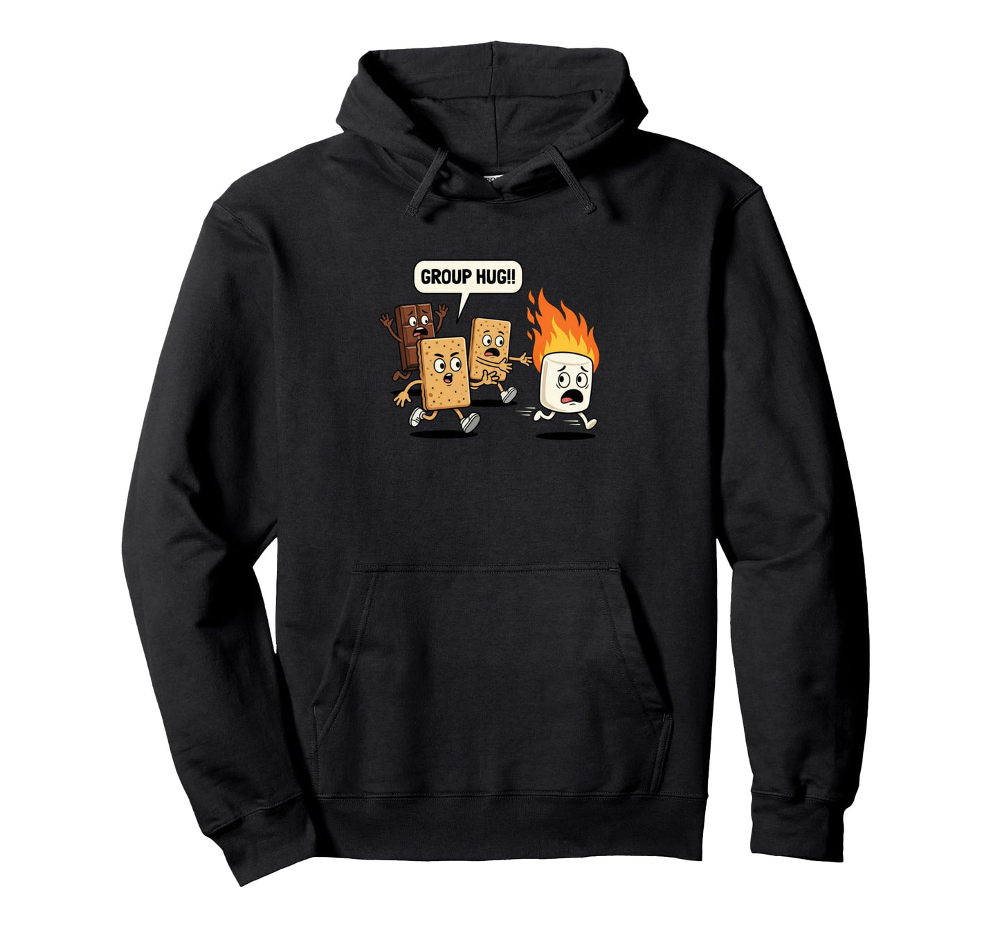 Group Hug Smores Marshmallow Campfire Hoodie - Graphic Print for Adults - T-Shirt, Sweatshirt, Hoodie