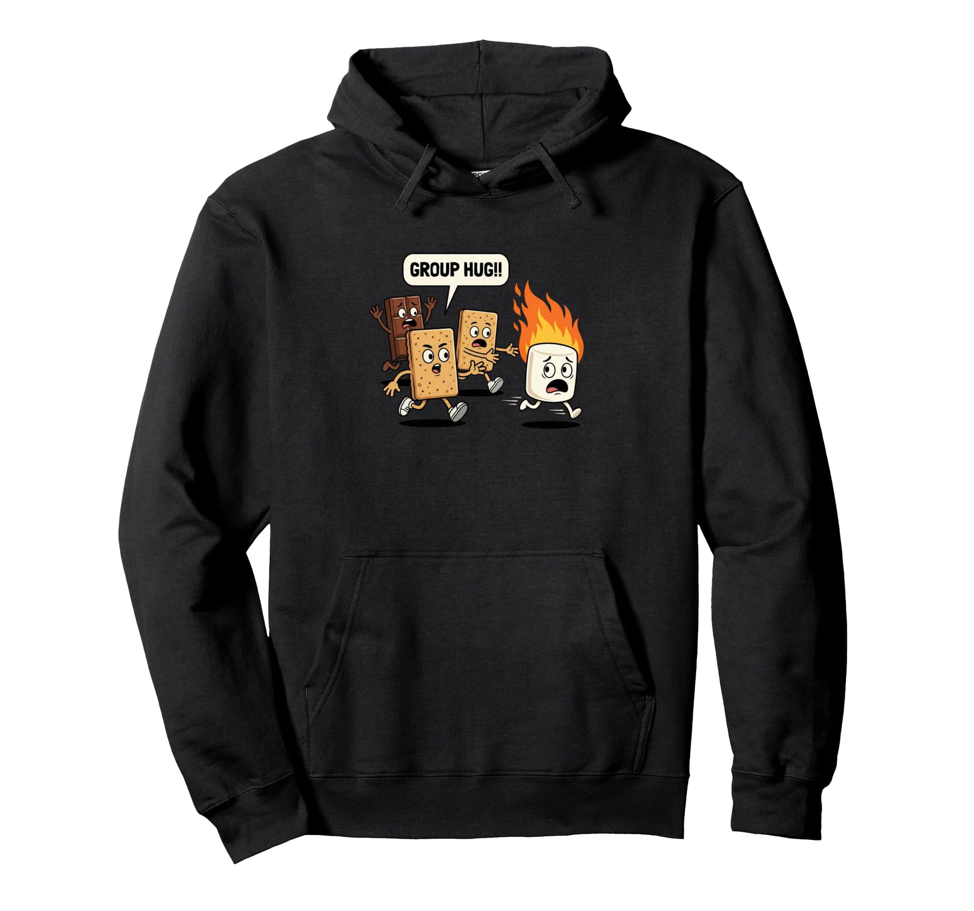 Group Hug Smores Marshmallow Campfire Hoodie - Graphic Print for Adults - T-Shirt, Sweatshirt, Hoodie