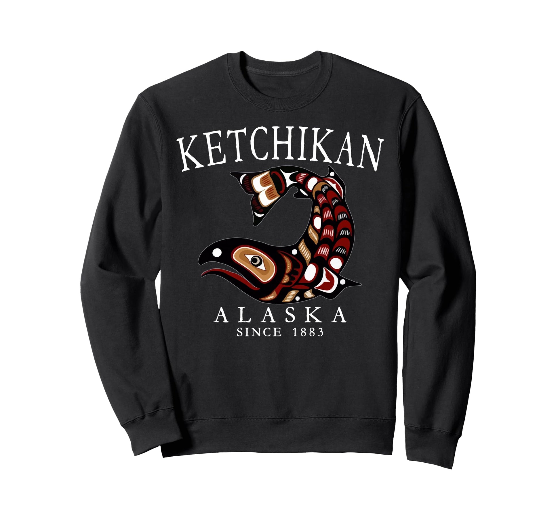 Ketchikan Alaska Tribal Art Salmon Sweatshirt - Streetwear Style Men Women - T-Shirt, Sweatshirt, Hoodie