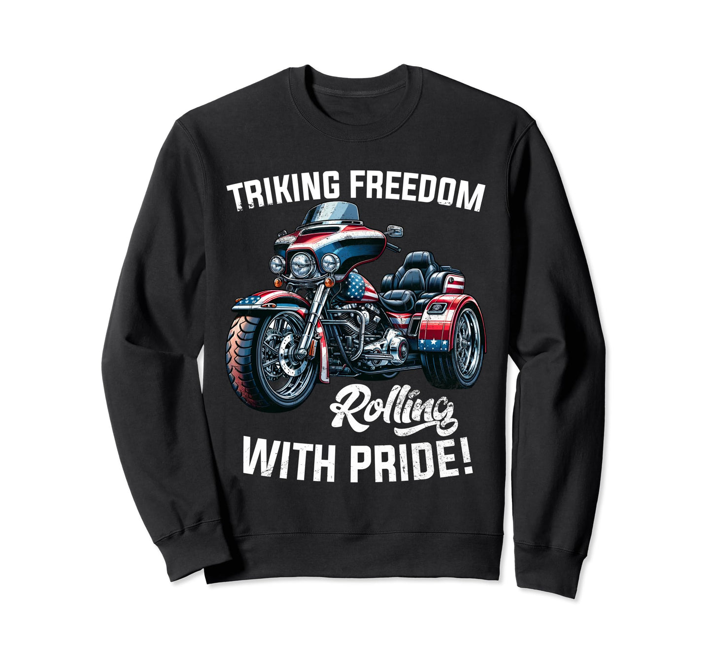 Motorcycle Trike American Usa Sweatshirt - Casual Everyday Wear Men Women - T-Shirt, Sweatshirt, Hoodie
