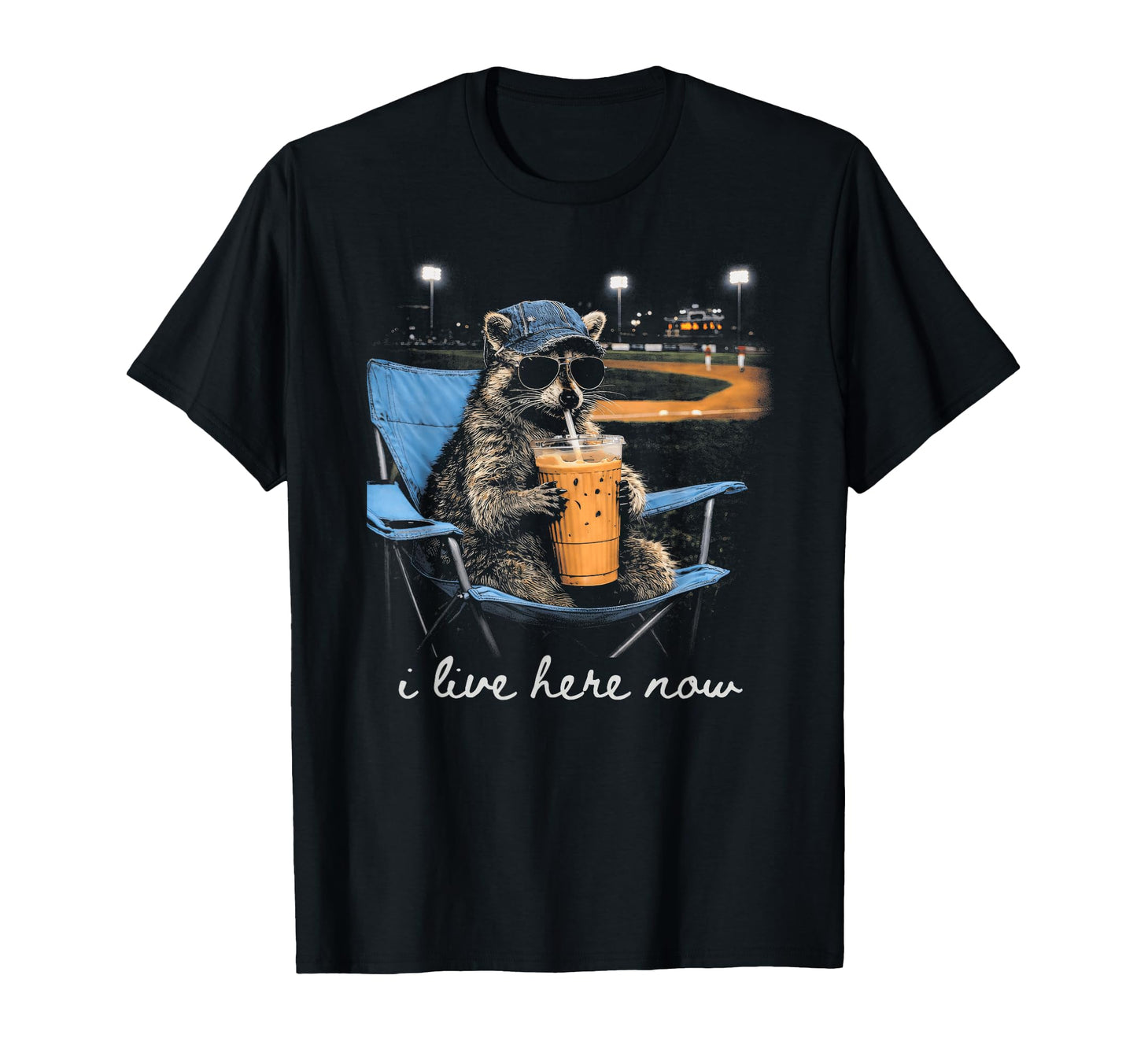 Funny Raccoon Ballfield Baseball Field T-Shirt - Unique Graphic for Adults - T-Shirt, Sweatshirt, Hoodie