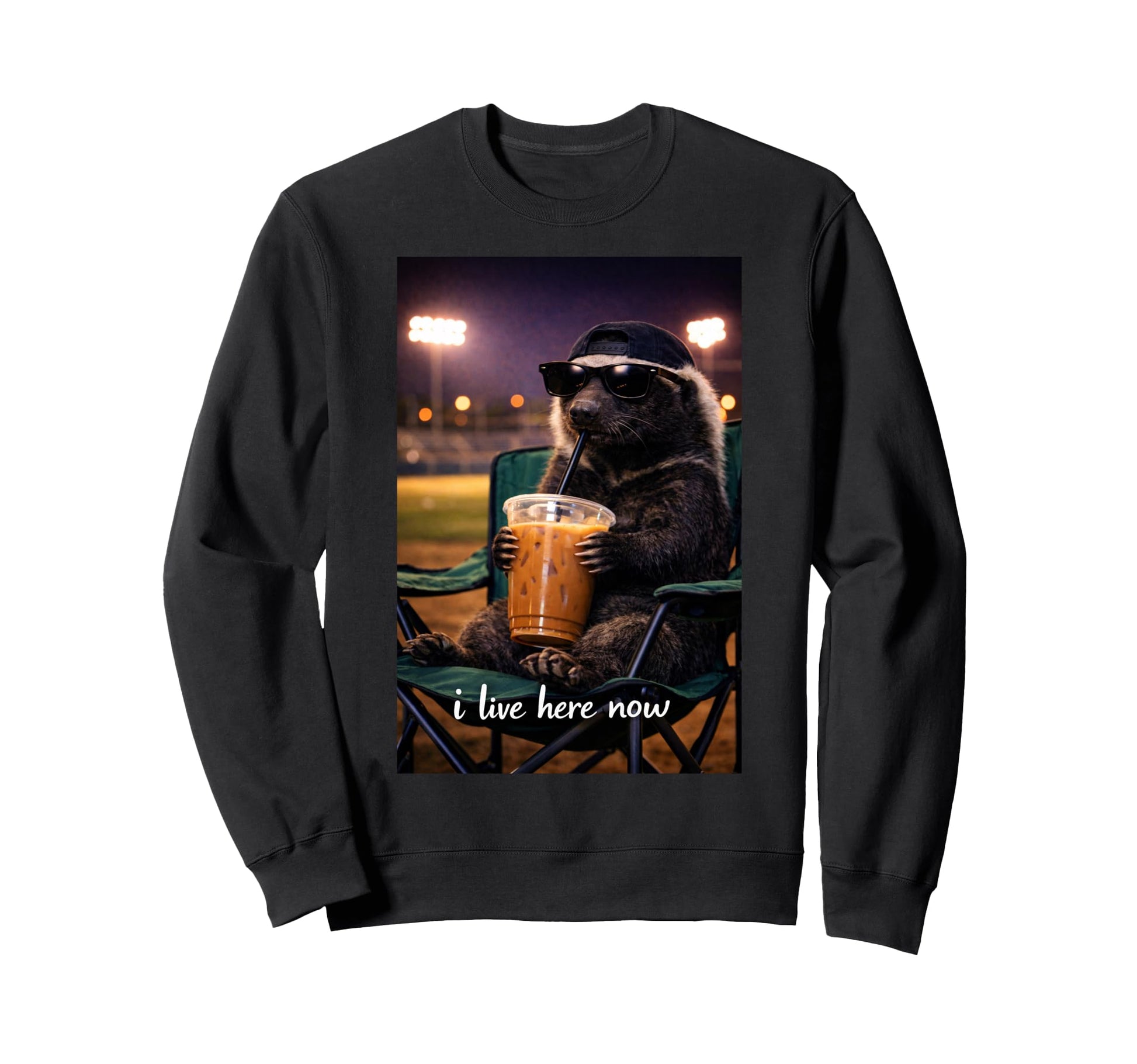 Funny Honey Badger Ballfield Sweatshirt - Trendy Graphic Men Women - T-Shirt, Sweatshirt, Hoodie