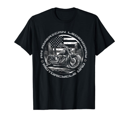 American Legendary Motorcycle Dad T-Shirt - Unique Graphic for Adults - T-Shirt, Sweatshirt, Hoodie