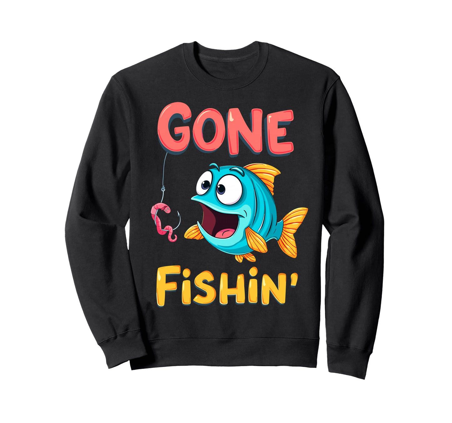 Bass Fisherman Gone Fishin Bass Sweatshirt - Novelty Apparel Unisex - T-Shirt, Sweatshirt, Hoodie