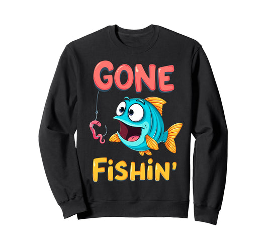 Bass Fisherman Gone Fishin Bass Sweatshirt - Novelty Apparel Unisex - T-Shirt, Sweatshirt, Hoodie