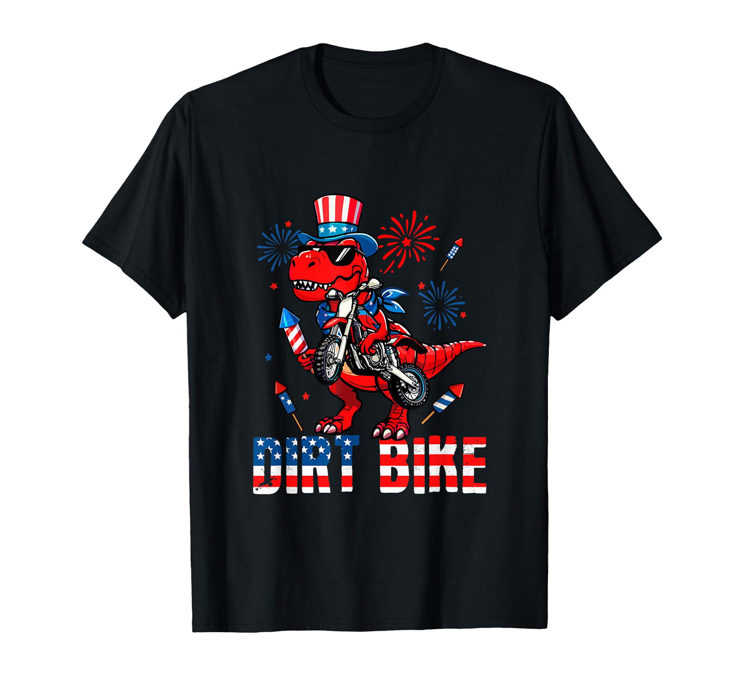 Dirt Bike T Rex Sunglasses 4Th July T-Shirt - Aesthetic Graphic Men Women - T-Shirt, Sweatshirt, Hoodie