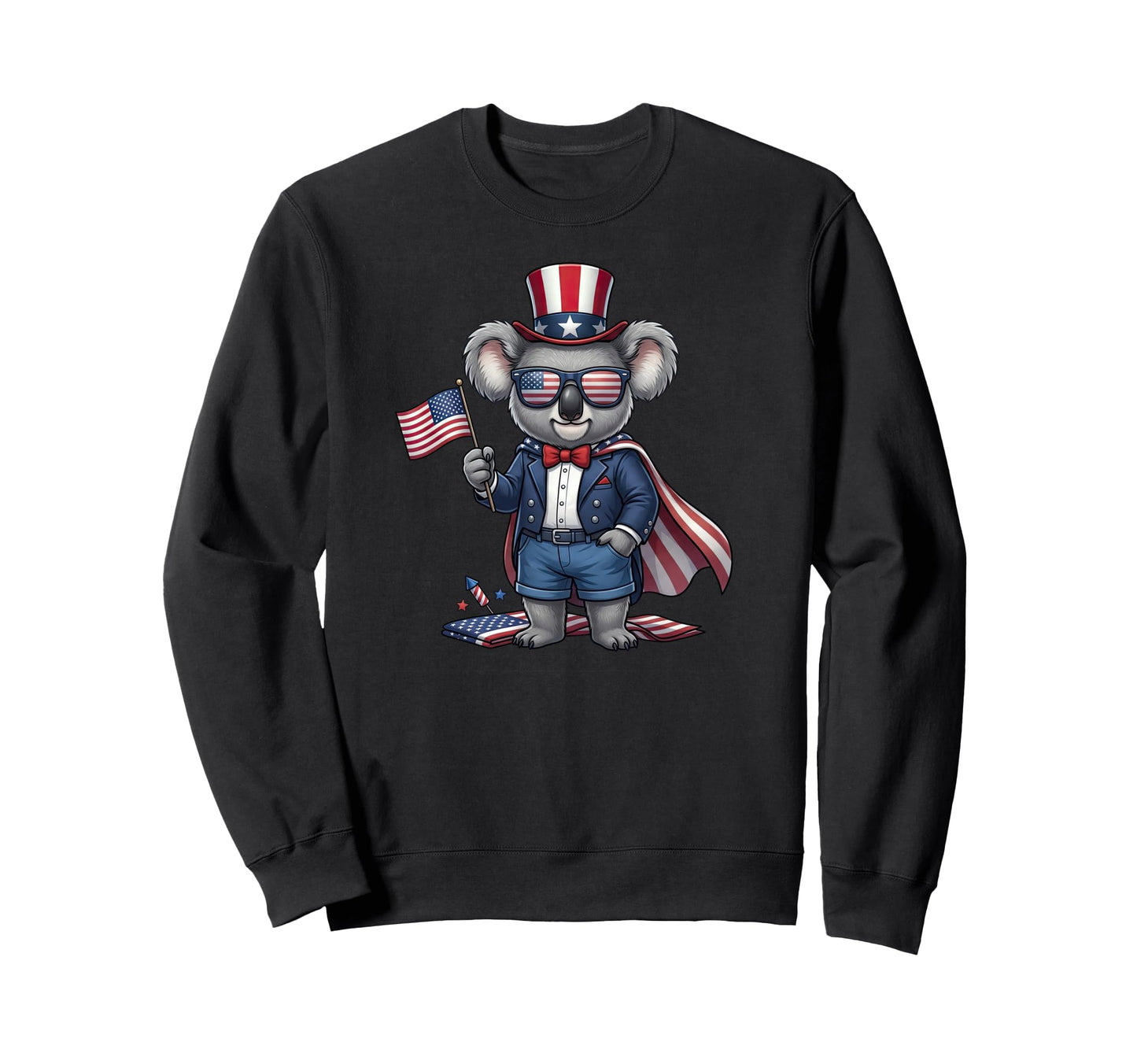 Funny Koala American Usa Flag Sweatshirt - Minimalist Print for Adults - T-Shirt, Sweatshirt, Hoodie