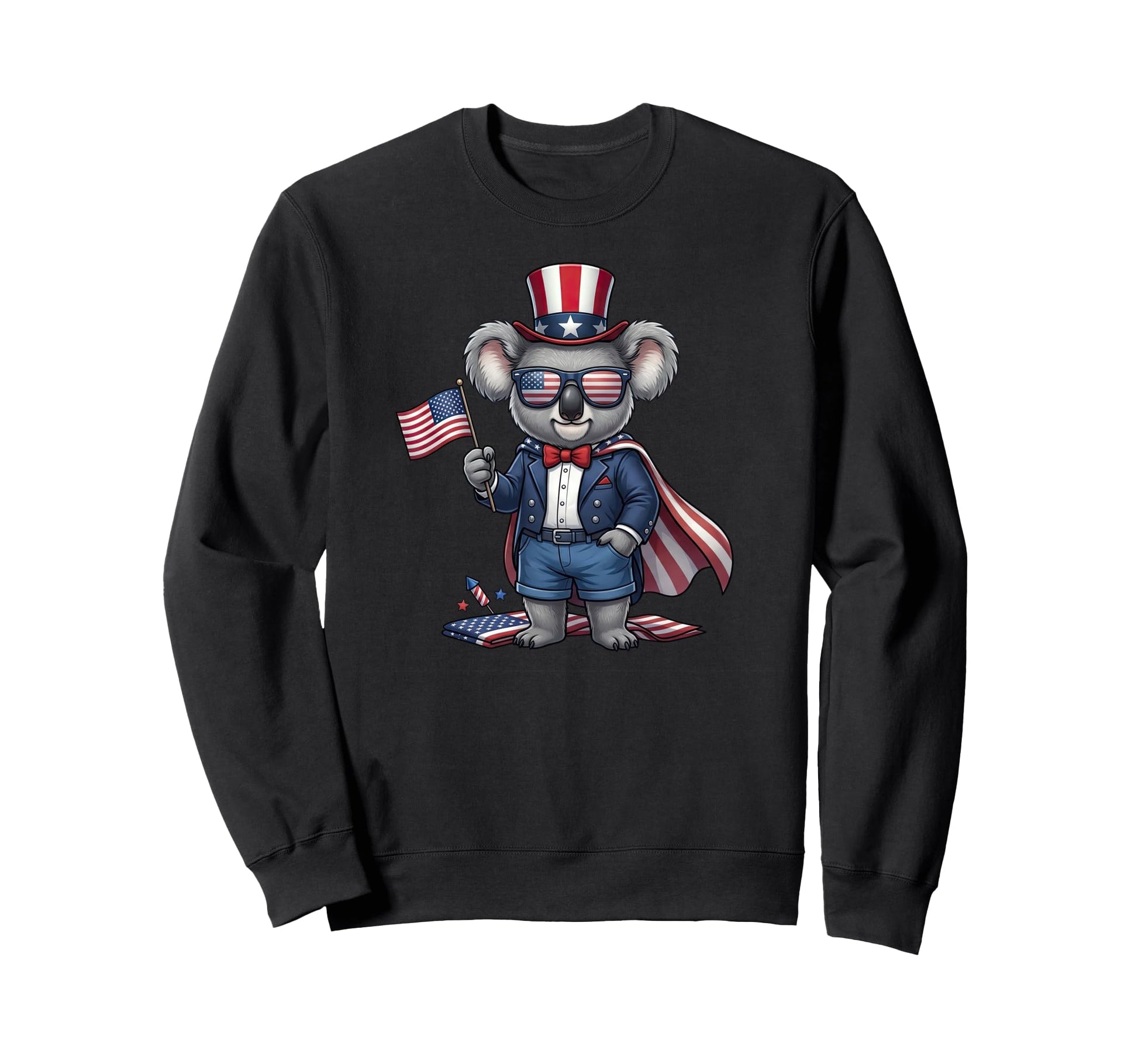 Funny Koala American Usa Flag Sweatshirt - Minimalist Print for Adults - T-Shirt, Sweatshirt, Hoodie