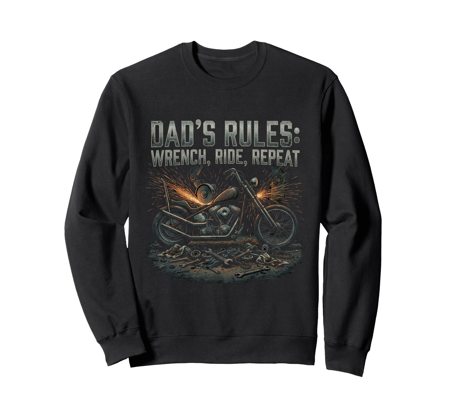Garage Motorcycle Papa Rider Biker Sweatshirt - Graphic Print for Adults - T-Shirt, Sweatshirt, Hoodie