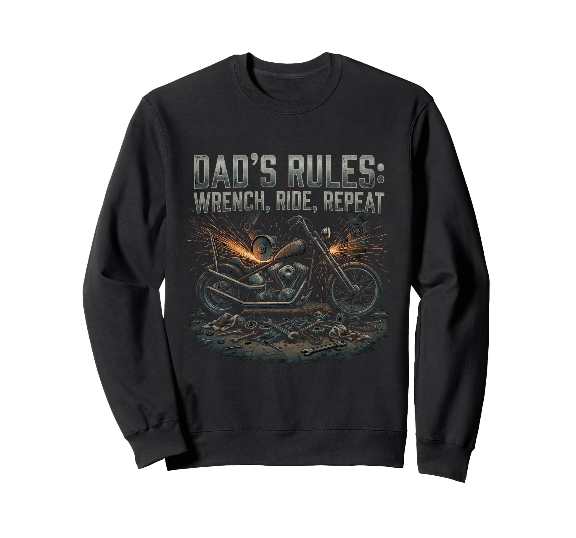 Garage Motorcycle Papa Rider Biker Sweatshirt - Graphic Print for Adults - T-Shirt, Sweatshirt, Hoodie