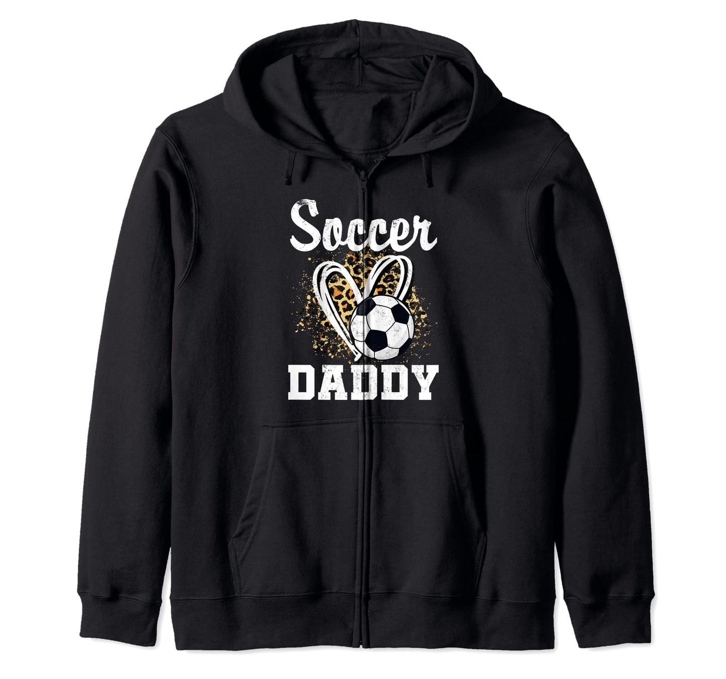 Soccer Dad Leopard Heart Soccer Fan Hoodie - Trendy Graphic Men Women - T-Shirt, Sweatshirt, Hoodie