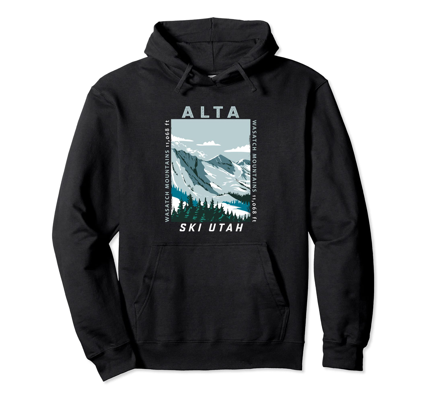 Alta Ski Area Utah Distressed Hoodie - Unique Graphic Men Women - T-Shirt, Sweatshirt, Hoodie