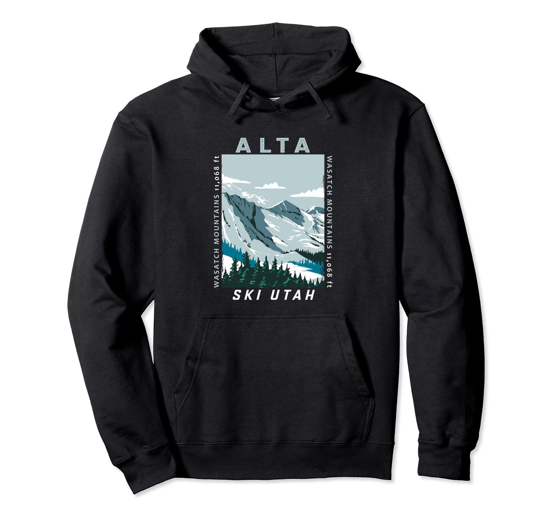Alta Ski Area Utah Distressed Hoodie - Unique Graphic Men Women - T-Shirt, Sweatshirt, Hoodie
