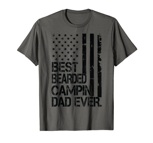 Best Bearded Campin Dad Ever Funny T-Shirt - Minimalist Print Unisex - T-Shirt, Sweatshirt, Hoodie
