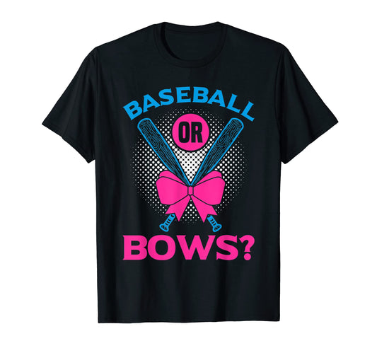 Baseball Or Bows Funny Gender T-Shirt - Minimalist Print for Adults - T-Shirt, Sweatshirt, Hoodie
