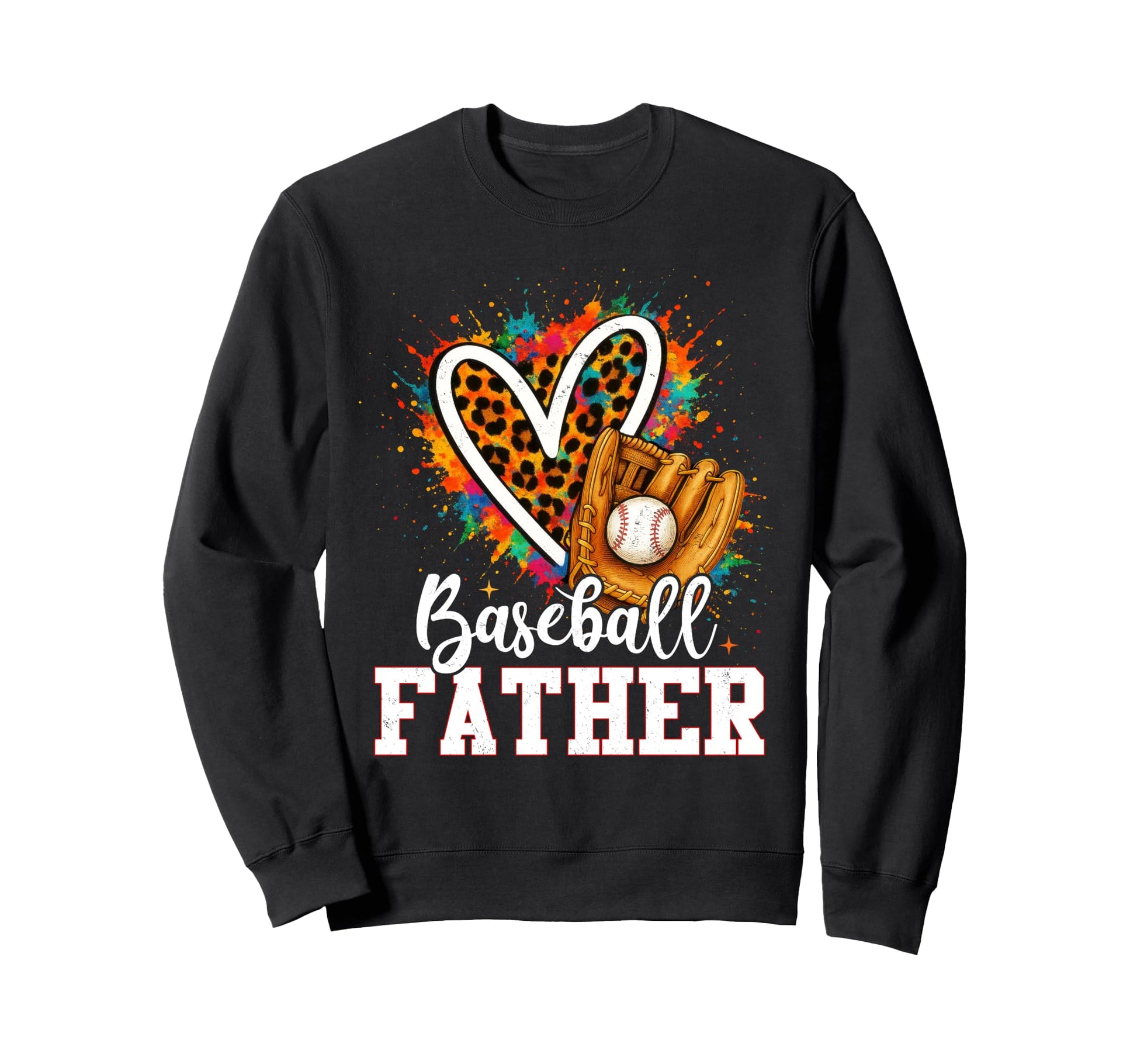 My Favorite Baseball Dad Leopard Heart Hoodie - Aesthetic Graphic Men Women - T-Shirt, Sweatshirt, Hoodie