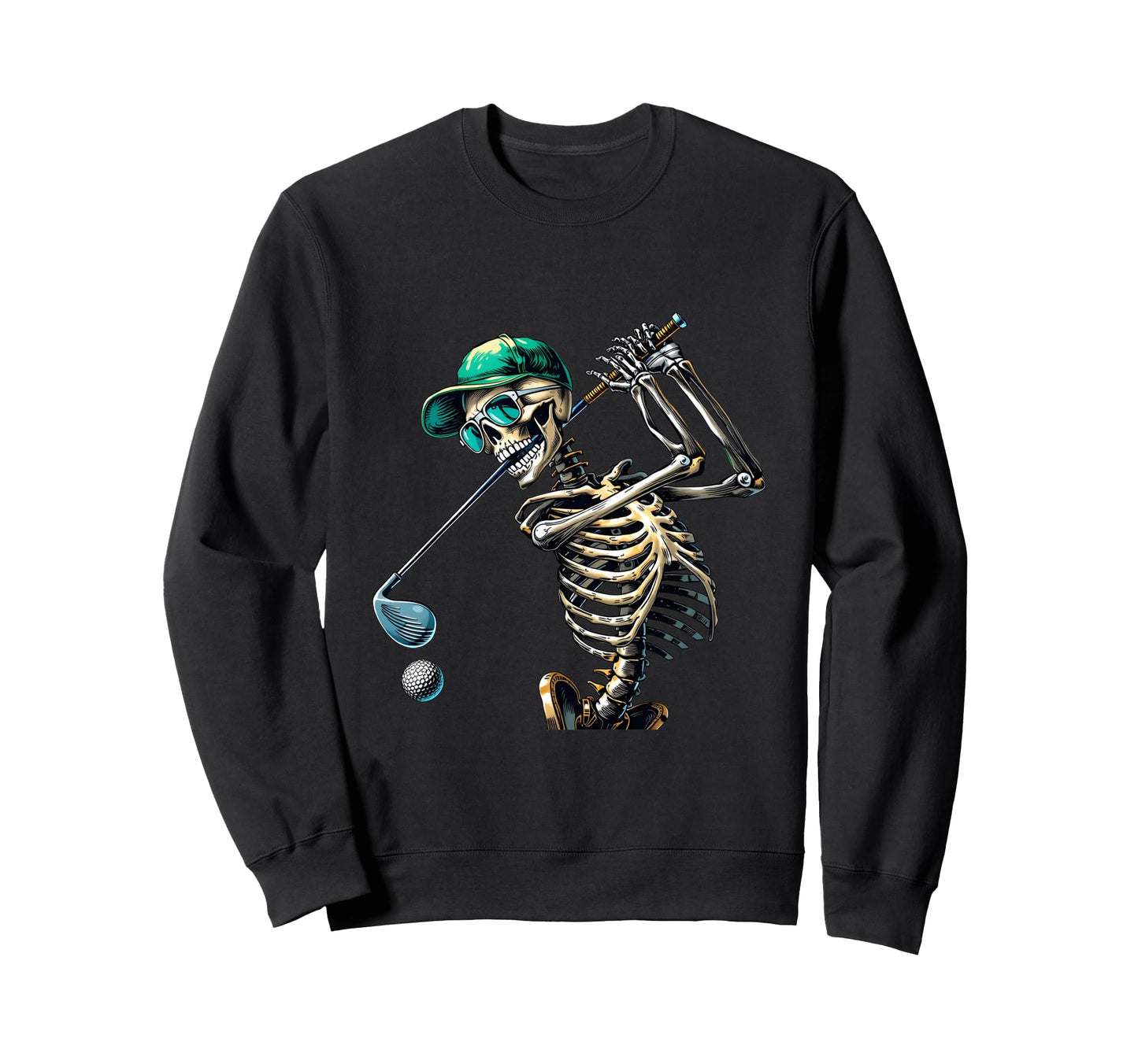 Skeleton Golf Halloween Golfer Golf Sweatshirt - Graphic Print Unisex - T-Shirt, Sweatshirt, Hoodie