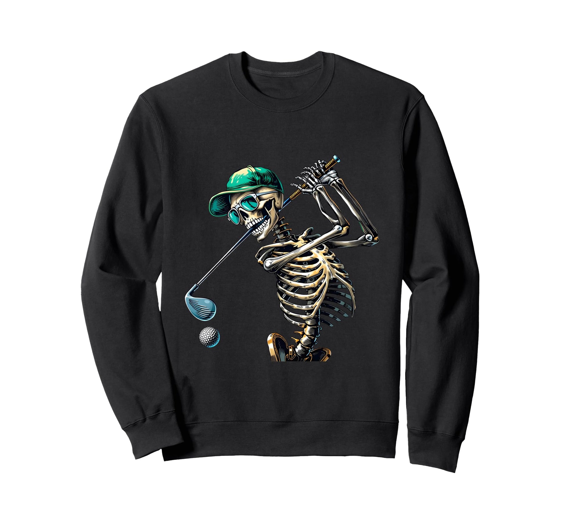 Skeleton Golf Halloween Golfer Golf Sweatshirt - Graphic Print Unisex - T-Shirt, Sweatshirt, Hoodie