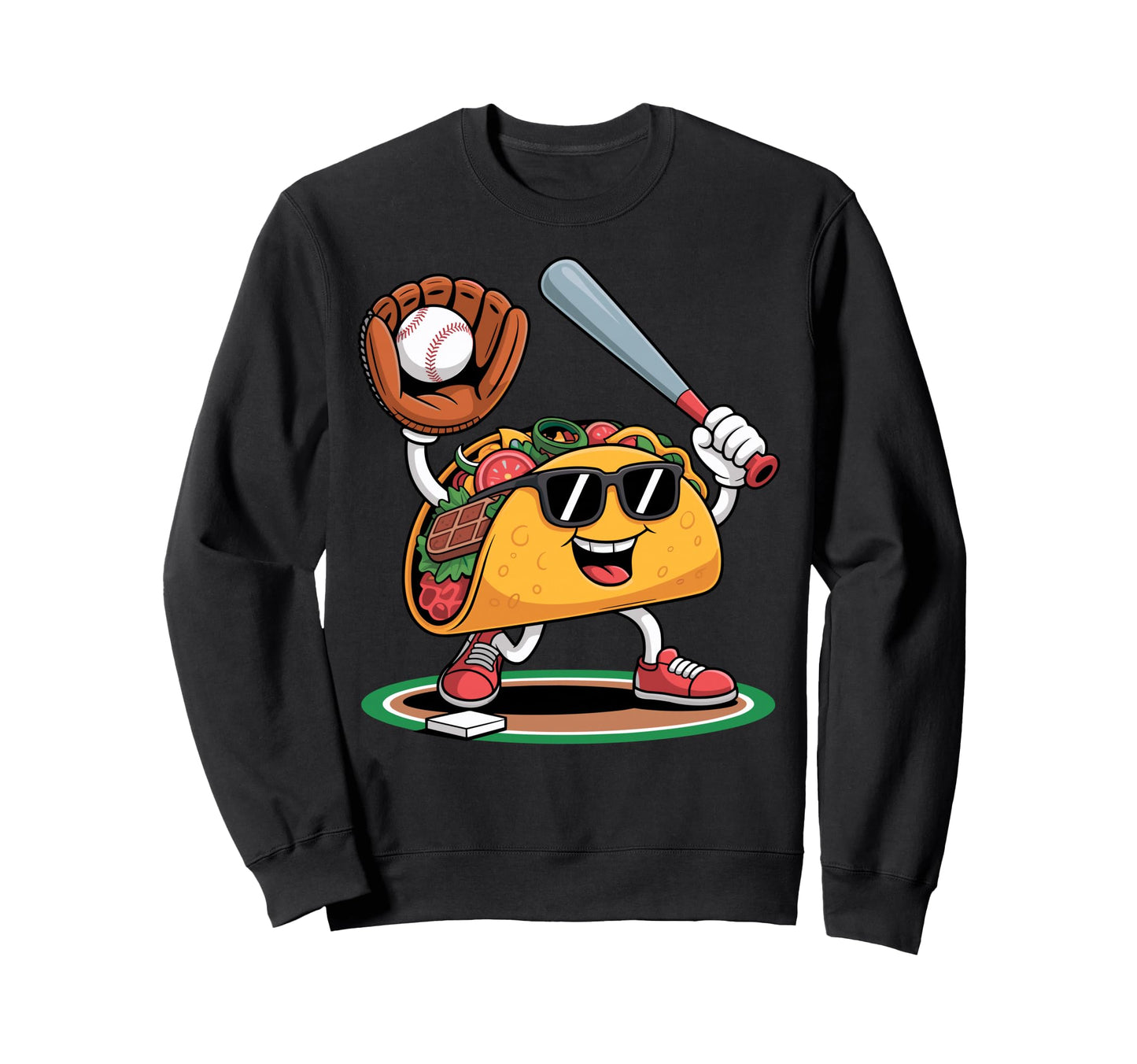 Funny Taco Baseball Player Coach Sweatshirt - Fun Novelty Design Men Women - T-Shirt, Sweatshirt, Hoodie