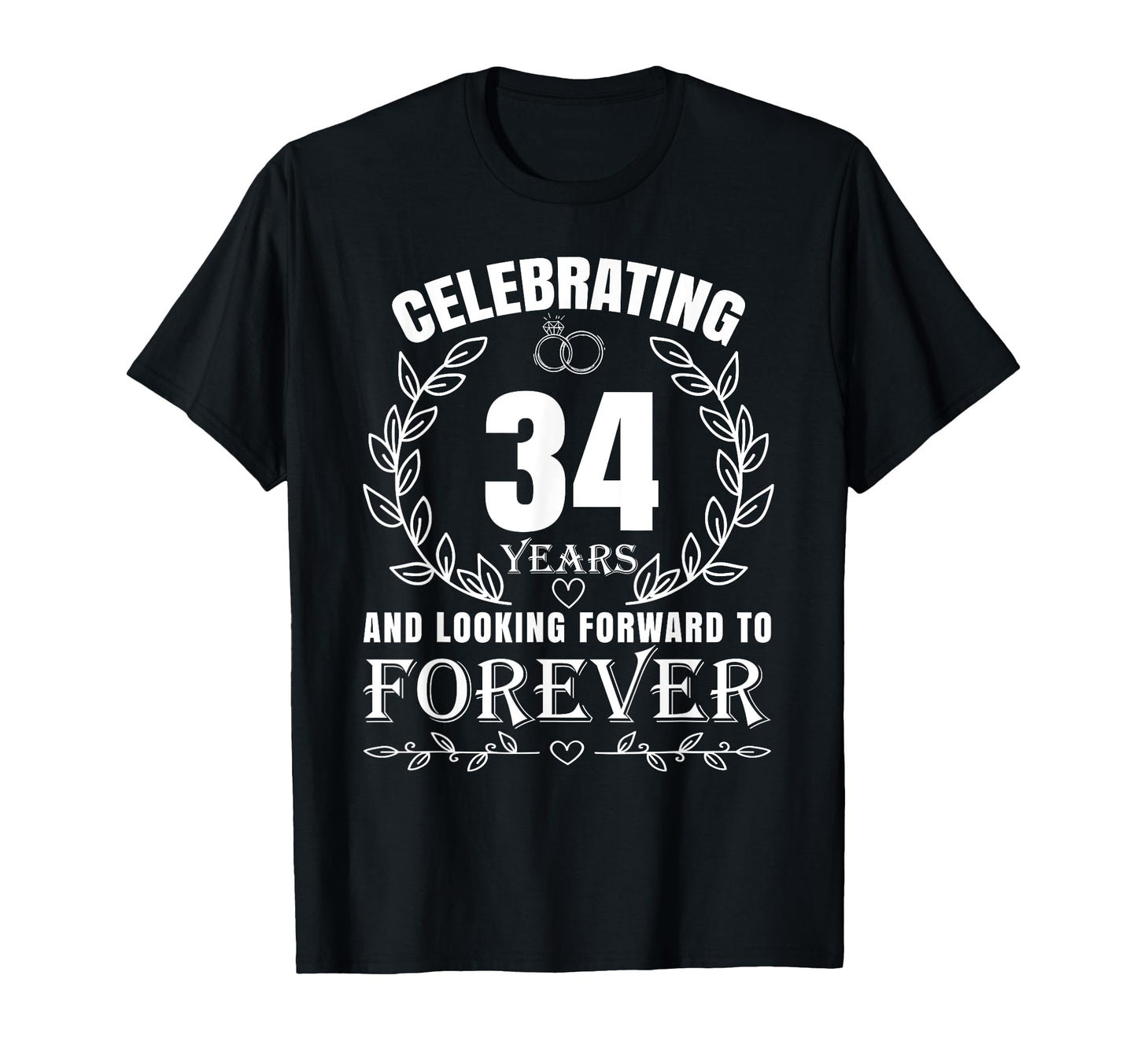 34Th Wedding Anniversary Couples T-Shirt - Minimalist Print for Adults - T-Shirt, Sweatshirt, Hoodie