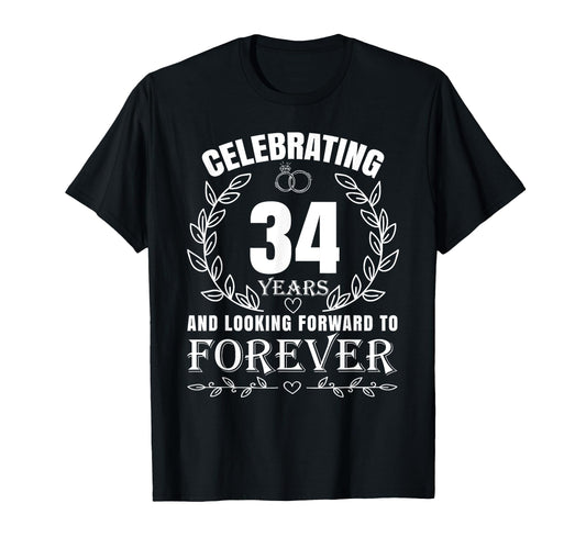 34Th Wedding Anniversary Couples T-Shirt - Minimalist Print for Adults - T-Shirt, Sweatshirt, Hoodie