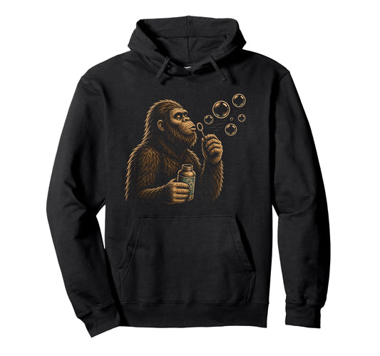 Bigfoot Blowing Dandelion Funny Hoodie - Minimalist Print for Adults - T-Shirt, Sweatshirt, Hoodie