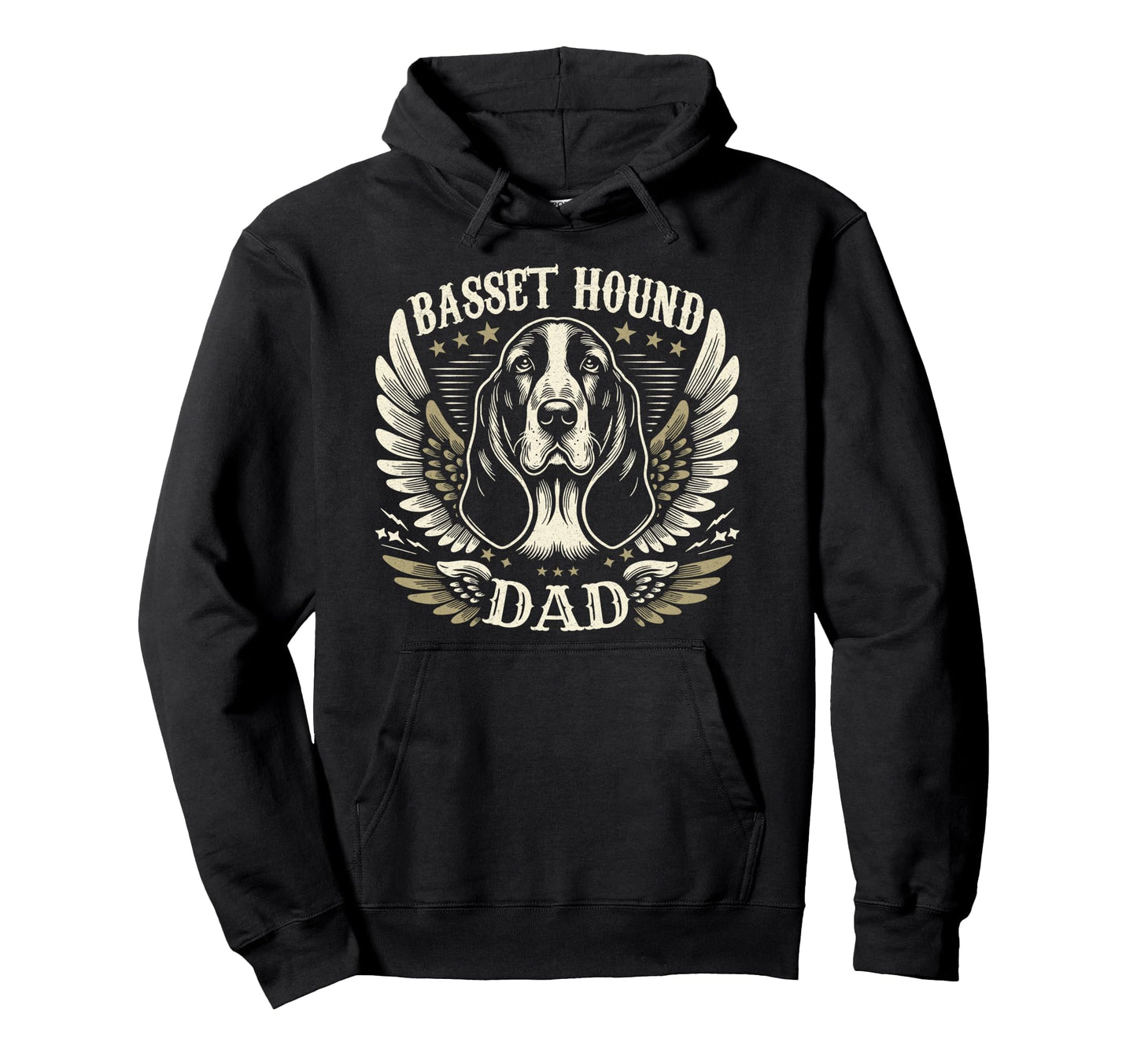 Basset Hound Dad Biker Wings Motorcycle Hoodie - Novelty Apparel Unisex - T-Shirt, Sweatshirt, Hoodie